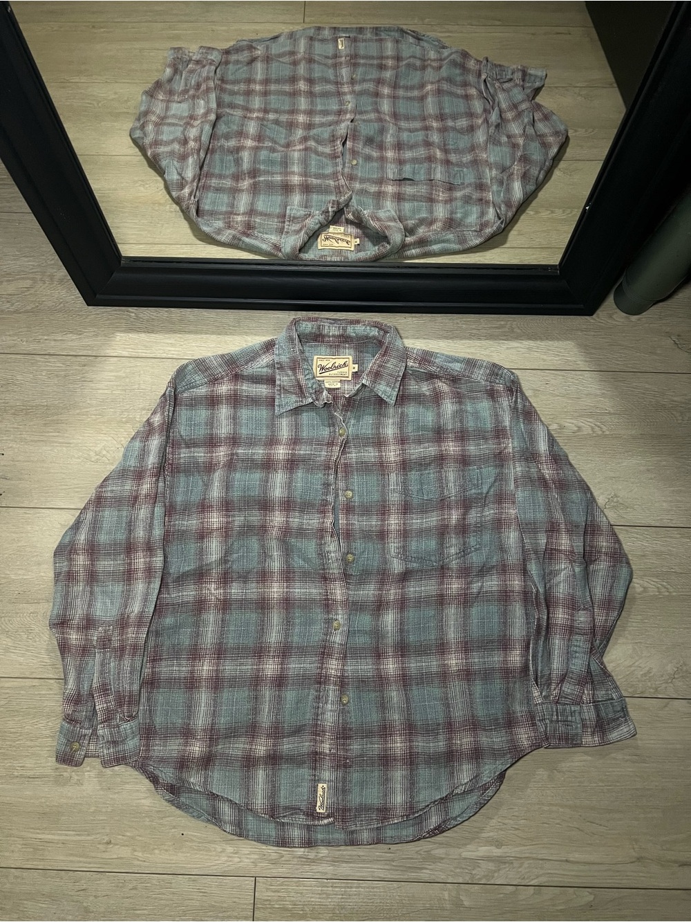 Y2K 2000s Woolrich Blue & Red Plaid Button Down Long Sleeve Flannel Shirt